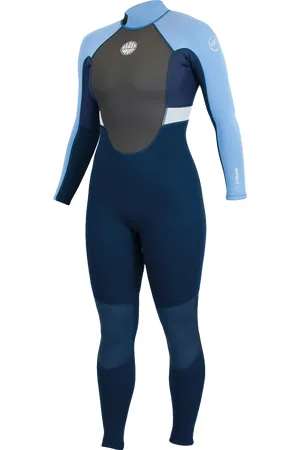 Alder Womens Impact 3/2mm Back Zip Wetsuit in Blue Ribbon, Acid Blue & Fog Blue
