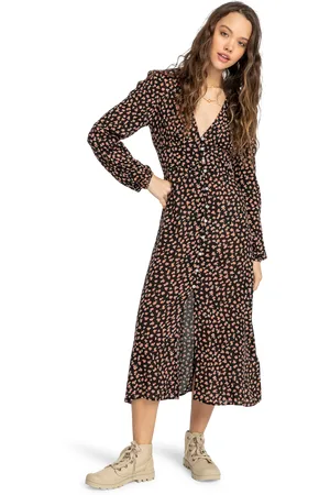 Billabong Cool Nights Dress in Black Pebble
