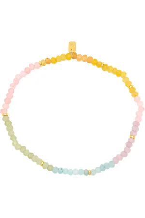 Pura Vida Ombre Rainbow Bead Stretch Anklet in Gold