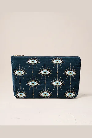 ELIZABETH SCARLETT Mystical Eye Everyday Pouch in Ink Blue