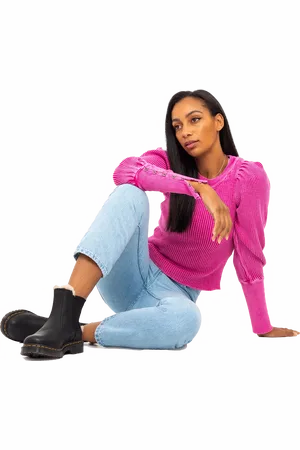 Free People Welsey Thermal Jumper in Pink Phenom