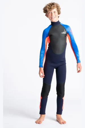 C-Skins Boys Element 3/2mm Back Zip Wetsuit in Navy, Flo Red & Blue Tie Dye