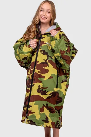 Dryrobe Kids Advance Long Sleeved in Camo & Grey