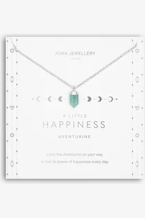 Joma Jewellery Affirmation Crystal Happiness Necklace in Silver & Aventurine