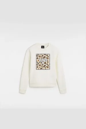 Vans Girls Felidae Boxed Crew Sweatshirt in Marshmallow