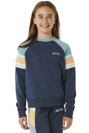 Rip Curl Girls Surf Revival Raglan Sweatshirt in Dark Navy