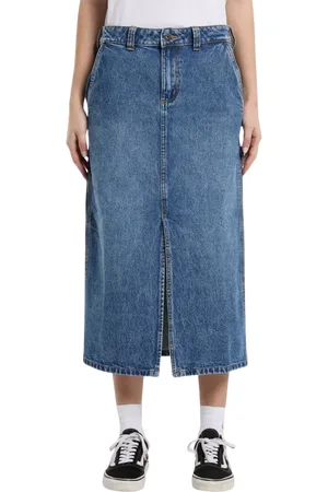 Dickies Long Denim Skirt in Rinsed Blue & Fade