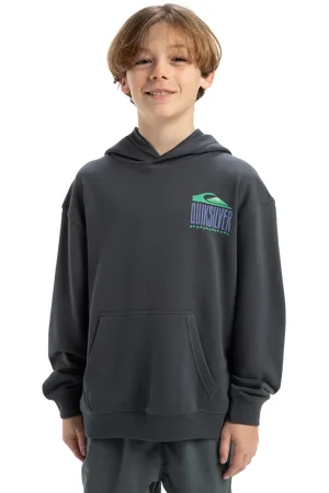 Quiksilver Boys Apog Heritage Hoodie in Iron Gate
