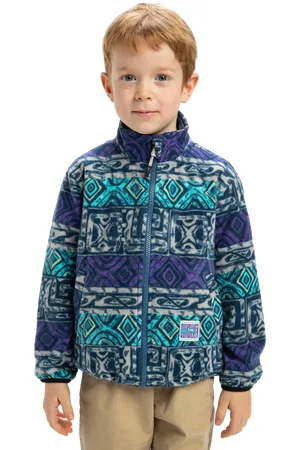 Quiksilver Boys Global Heat Polar Zip Fleece Jacket in Silver Grey Global Heat Stripe