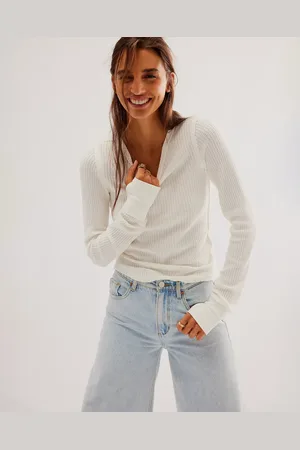 Free People Roll With It Thermal Baby Top in White