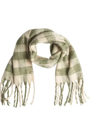 Roxy Cute Blush Scarf in Oil Green Be Bold Plaid