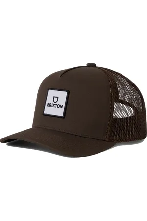 Brixton Alpha Block Netplus Trucker Cap in Brown & Brown