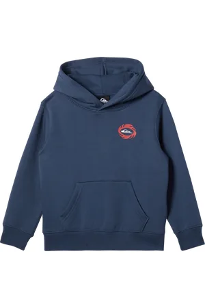 Quiksilver Boys Graphic Hoodie in Vintage Indigo & Red