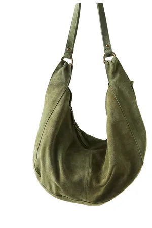 Free People Roma Suede Tote Bag in Olive Moss