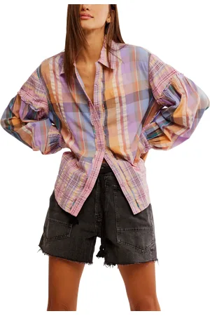 Free People Madras Dreams Shirt in Pink Combo