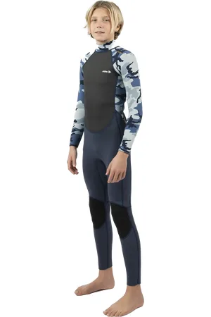 Alder Boys Impact 3/2mm Back Zip Wetsuit in Camo