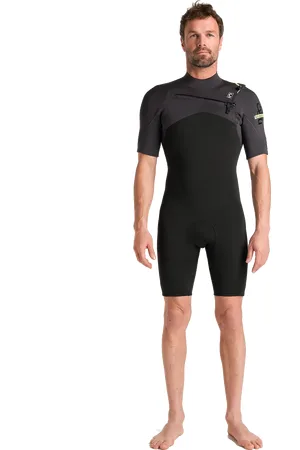 C-Skins NuWave Session Lite 2/2mm Chest Zip Shorty Wetsuit in Black & Meteor