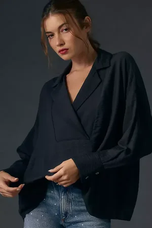 Anthropologie The Dylon Long-Sleeve Wide-Placket Top