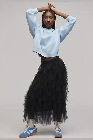 Anthropologie The Chéri Ruffled Tulle Midi Skirt