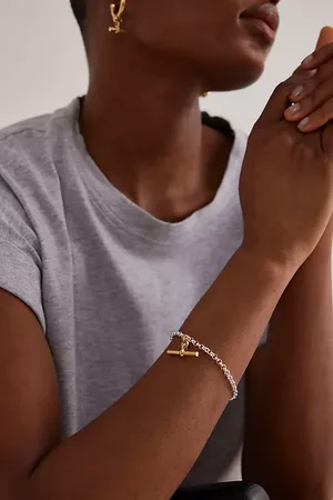 Tilly Sveaas Silver Belcher Chain T-Bar Bracelet