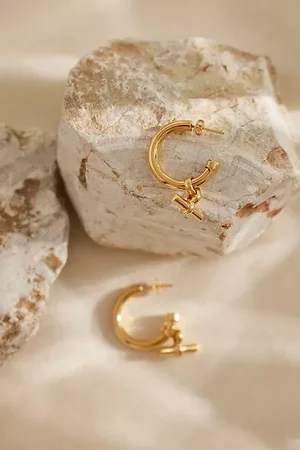 Tilly Sveaas Plated T-Bar Hoop Earrings