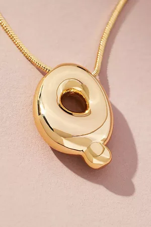 Anthropologie Gold-Plated Bubble Letter Monogram Necklace