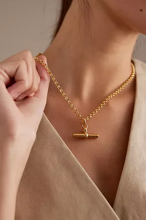Tilly Sveaas Plated Medium T-Bar Chain Necklace