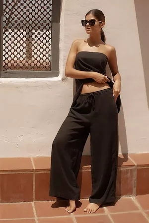 Anthropologie Linen Wide-Leg Trousers