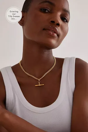 Tilly Sveaas Plated T-Bar Curb Link Necklace