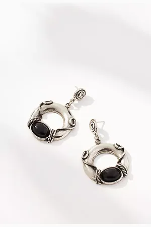 Anthropologie Western Circle Stone Drop Earrings