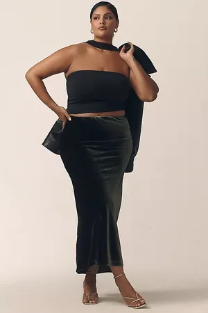 Anthropologie The Tilda Maxi Slip Skirt: Velvet Edition