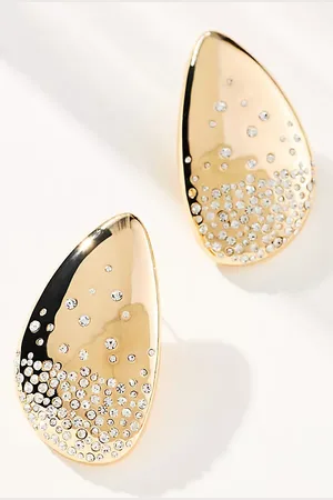 Anthropologie Oversized Crystal Disc Earrings