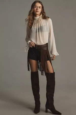 Anthropologie Suede Fringe Belt