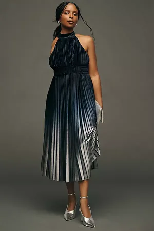 Anthropologie Pleated Halter Midi Dress