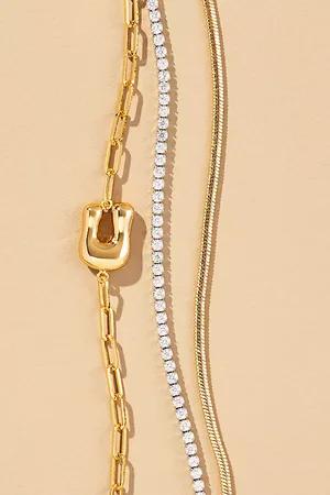 Anthropologie Gold-Plated Bubble Monogram Bracelets, Set of 2