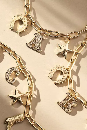 Anthropologie Western Monogram Bangle Bracelet