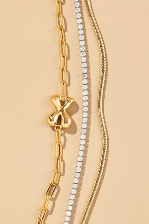 Anthropologie Gold-Plated Bubble Monogram Bracelets, Set of 2