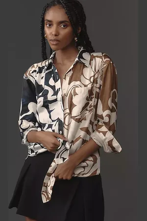 Anthropologie Relaxed Long-Sleeve Floral Shirt