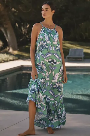 Anthropologie Halter Open-Back Midi Dress