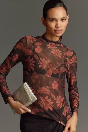 Anthropologie Mesh Turtleneck Top