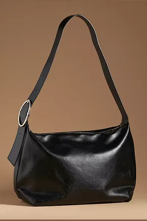 Anthropologie Round Buckle Slouchy Bag