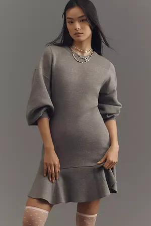 Anthropologie 3/4 Sleeve Ruffled Knitted Dress