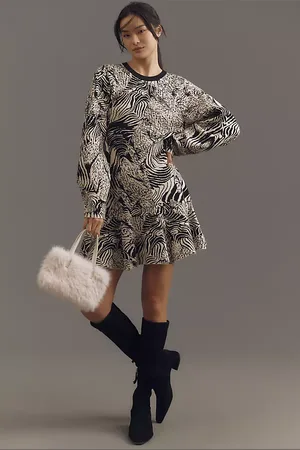 Anthropologie 3/4 Sleeve Ruffled Knitted Dress
