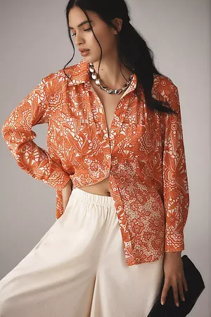 Anthropologie Relaxed Long-Sleeve Floral Shirt