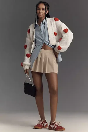 Anthropologie 3D Heart Cropped Cardigan