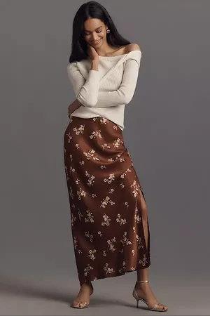 Anthropologie The Tilda Maxi Slip Skirt: Side Slit Edition