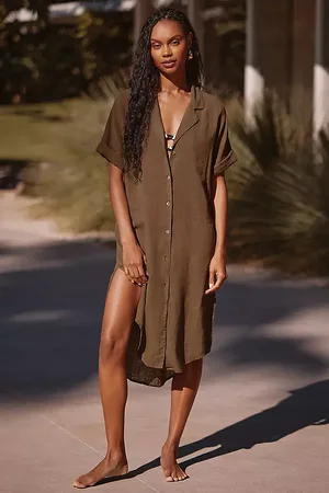 Anthropologie The Lucia Sheer Midi Dress : Linen Edition