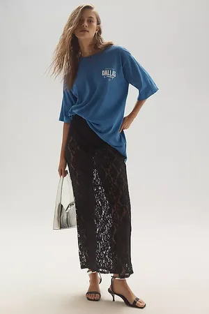 Anthropologie Sheer Lace Midi Skirt