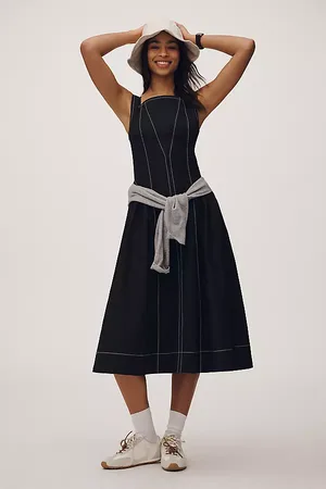 Anthropologie High-Neck Seamed Midi Dress