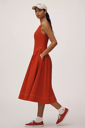 Anthropologie High-Neck Seamed Midi Dress